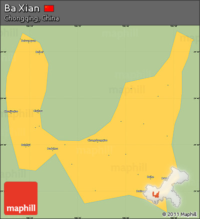 Savanna Style Simple Map of Ba Xian, single color outside