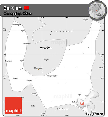 Silver Style Simple Map of Ba Xian