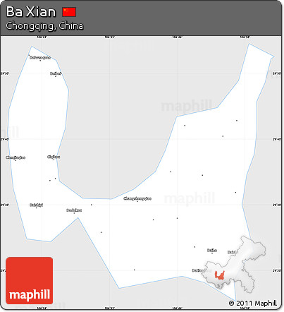 Silver Style Simple Map of Ba Xian, single color outside