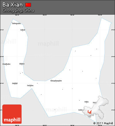 Silver Style Simple Map of Ba Xian, single color outside