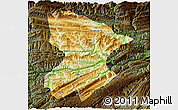 Physical 3D Map of Fengjie, darken