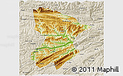 Physical 3D Map of Fengjie, shaded relief outside