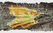 Physical Panoramic Map of Fengjie, darken, semi-desaturated