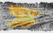 Physical Panoramic Map of Fengjie, desaturated