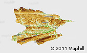 Physical Panoramic Map of Fengjie, single color outside