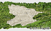 Shaded Relief Panoramic Map of Fengjie, satellite outside