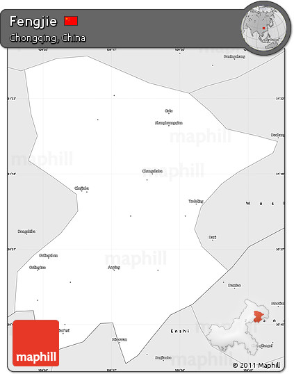 Silver Style Simple Map of Fengjie