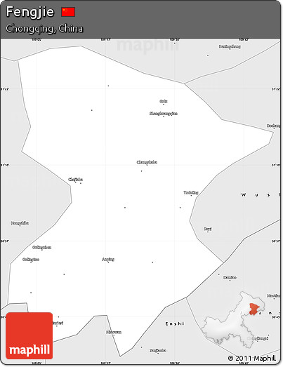 Silver Style Simple Map of Fengjie