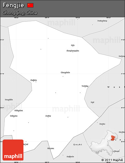 Silver Style Simple Map of Fengjie