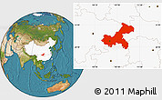 Satellite Location Map of Chongqing, highlighted country