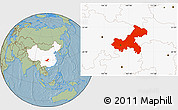 Savanna Style Location Map of Chongqing, highlighted country, hill shading