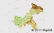 Physical Map of Chongqing, cropped outside