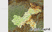 Physical Map of Chongqing, darken