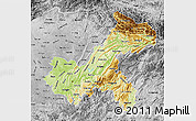 Physical Map of Chongqing, desaturated