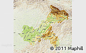 Physical Map of Chongqing, lighten