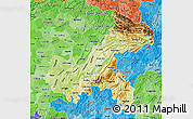 Physical Map of Chongqing, political shades outside