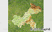 Physical Map of Chongqing, satellite outside