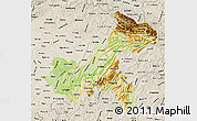 Physical Map of Chongqing, shaded relief outside