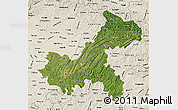 Satellite Map of Chongqing, shaded relief outside