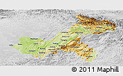 Physical Panoramic Map of Chongqing, lighten, desaturated