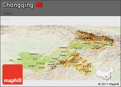 Physical Panoramic Map of Chongqing, lighten