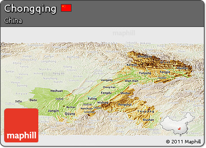Physical Panoramic Map of Chongqing, lighten