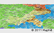 Physical Panoramic Map of Chongqing, political shades outside