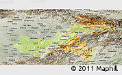 Physical Panoramic Map of Chongqing, semi-desaturated