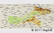 Physical Panoramic Map of Chongqing, shaded relief outside