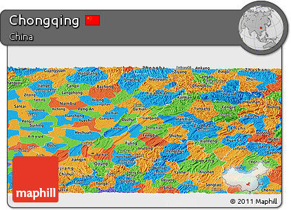 Political Panoramic Map of Chongqing