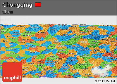 Political Panoramic Map of Chongqing