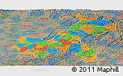 Political Panoramic Map of Chongqing, semi-desaturated