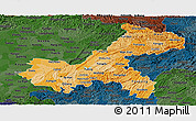 Political Shades Panoramic Map of Chongqing, darken