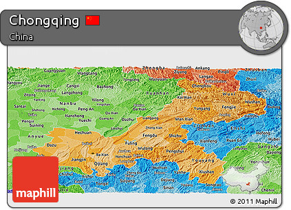 Political Shades Panoramic Map of Chongqing