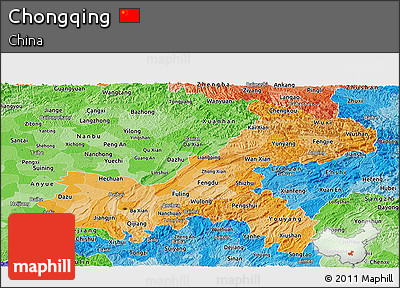 Political Shades Panoramic Map of Chongqing