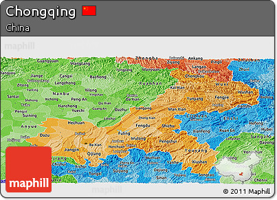 Political Shades Panoramic Map of Chongqing