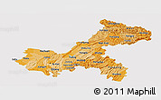 Political Shades Panoramic Map of Chongqing, single color outside