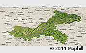 Satellite Panoramic Map of Chongqing, shaded relief outside