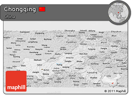 Silver Style Panoramic Map of Chongqing