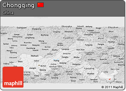 Silver Style Panoramic Map of Chongqing