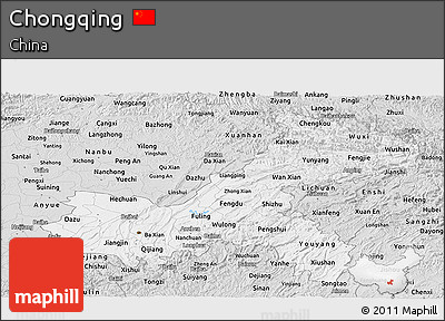 Silver Style Panoramic Map of Chongqing