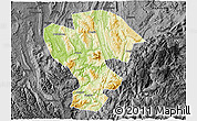 Physical 3D Map of Qijiang, darken, desaturated