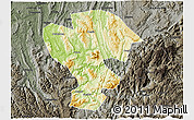 Physical 3D Map of Qijiang, darken, semi-desaturated
