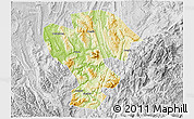 Physical 3D Map of Qijiang, lighten, desaturated
