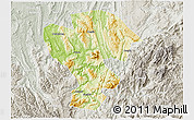Physical 3D Map of Qijiang, lighten, semi-desaturated
