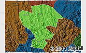 Political 3D Map of Qijiang, darken