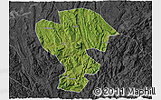 Satellite 3D Map of Qijiang, darken, desaturated