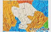Shaded Relief 3D Map of Qijiang, political outside