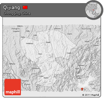 Silver Style 3D Map of Qijiang