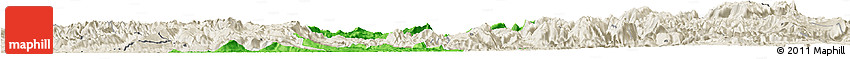 Political Horizon Map of Qijiang, shaded relief outside